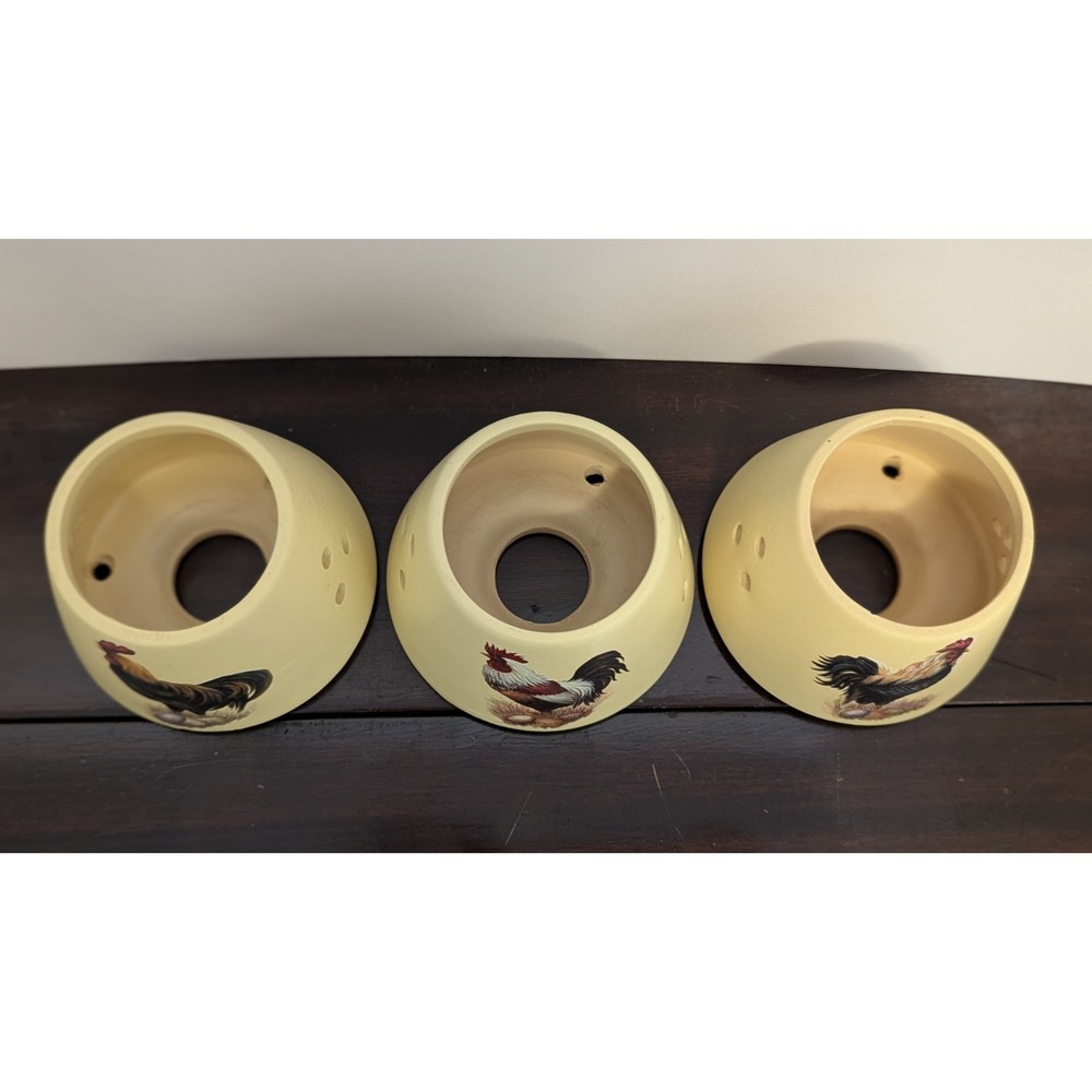 Set‎ of 3 Rooster Ceramic Candle Shades Farmhouse Country Votive Tealight Covers - Picture 4 of 11